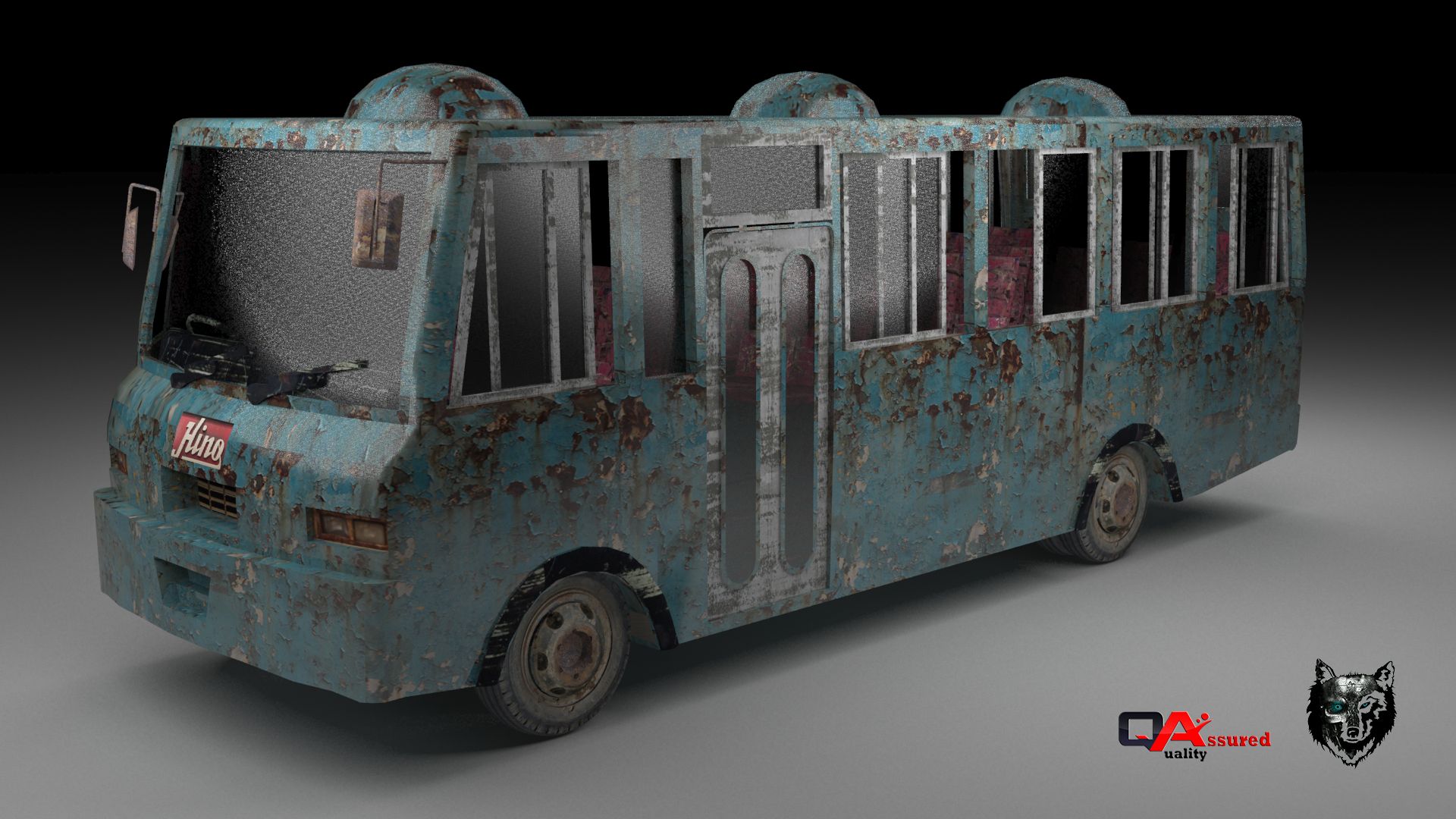 Rostig buss-låg poly asiatisk 3d model