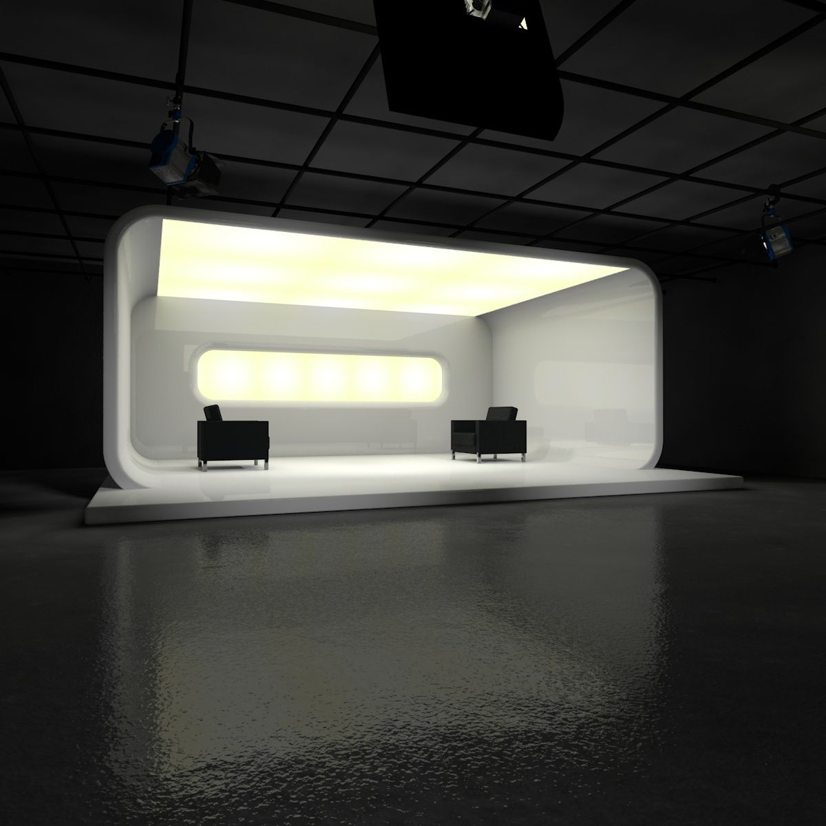 Virtual TV Studio Set 3d model