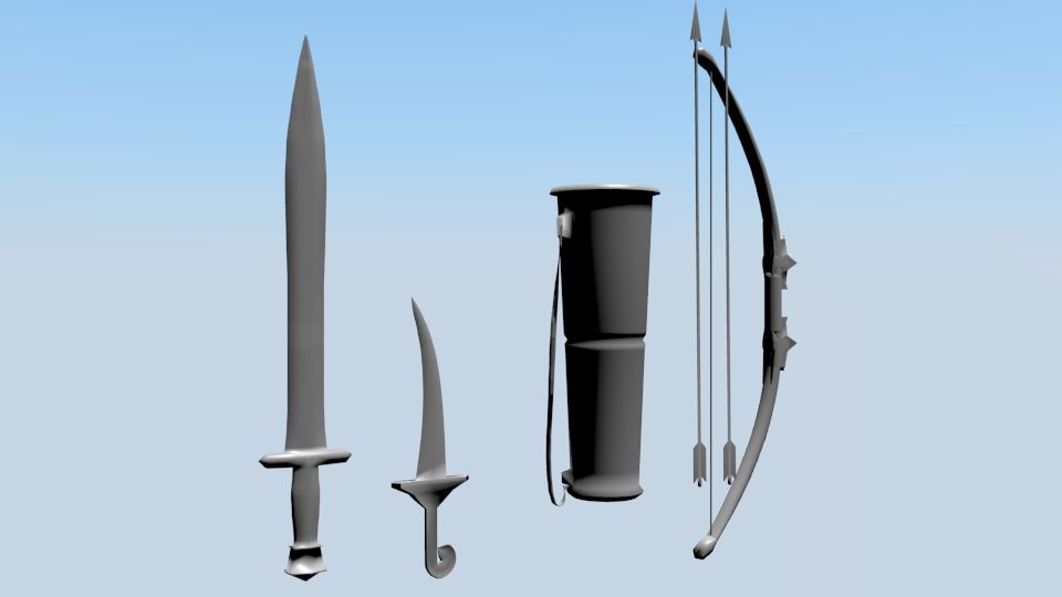 armas medievais royalty-free 3d model - Preview no. 3