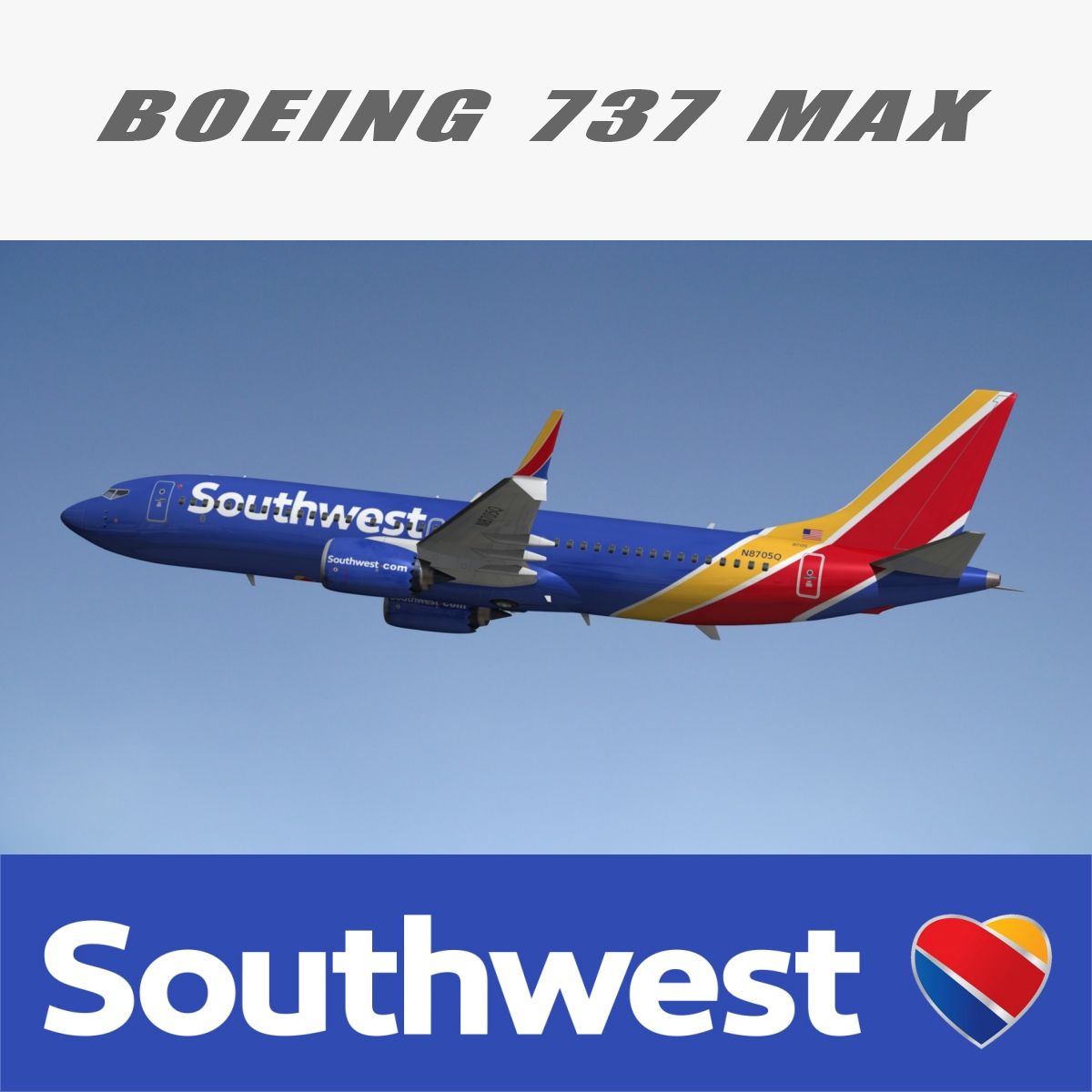 波音737 MAX西南航空 3d model