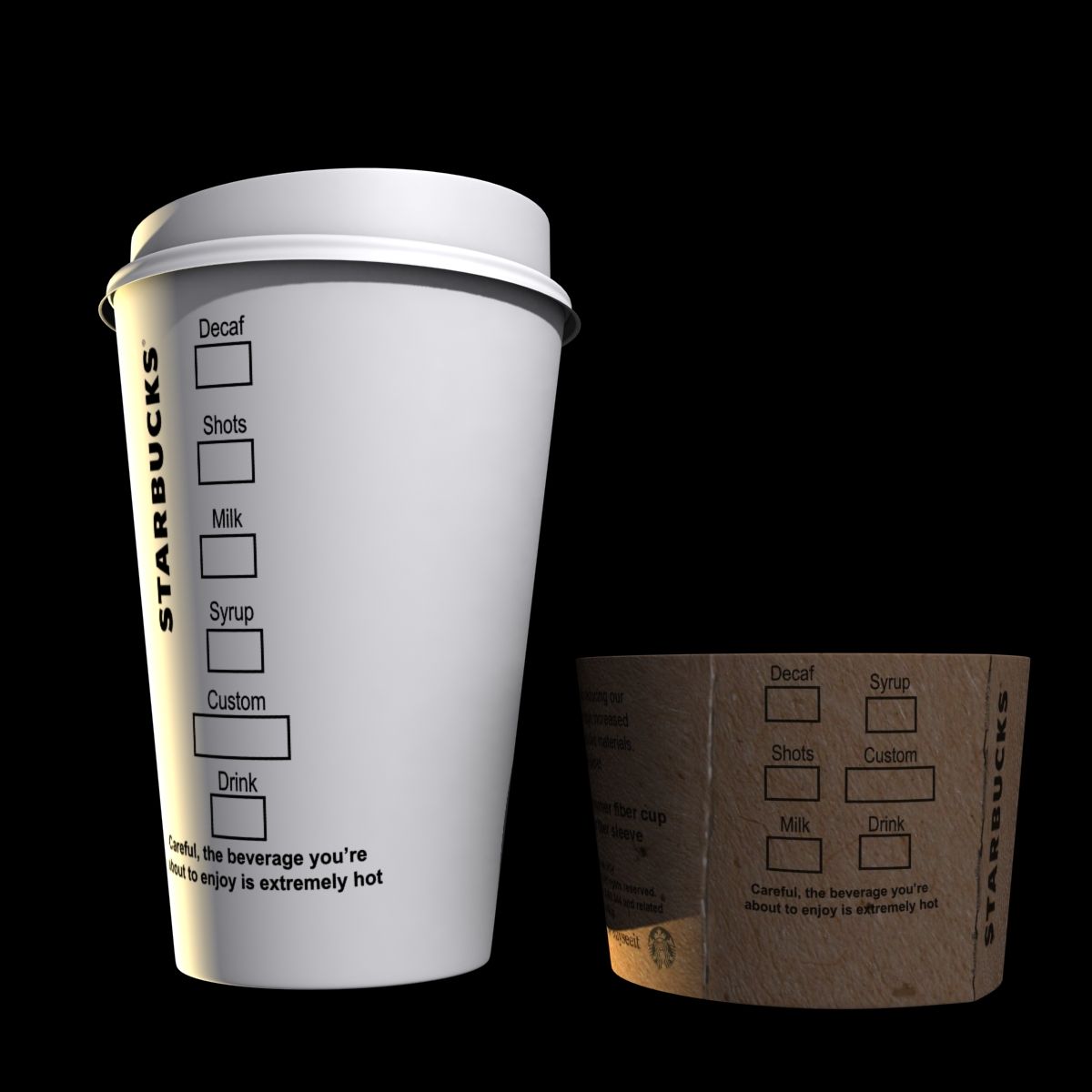 Starbucks Kağıt Bardak royalty-free 3d model - Preview no. 5