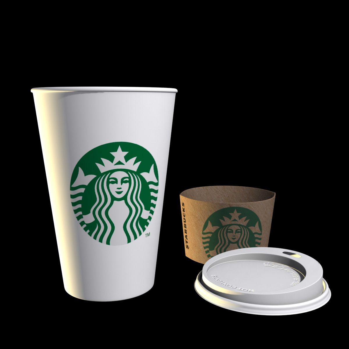 Starbucks Kağıt Bardak royalty-free 3d model - Preview no. 8