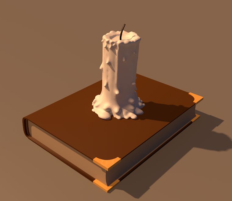 Kaars op een boek 3d model