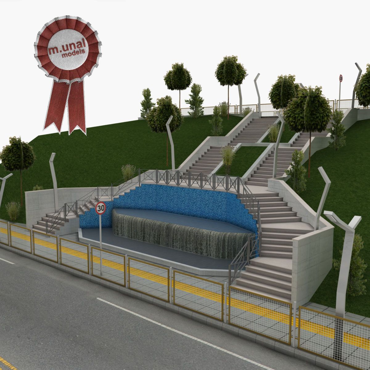 Escadas do parque da cidade 3d model