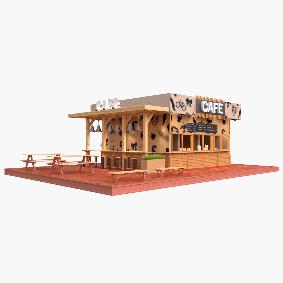 Café en plein air 3d model