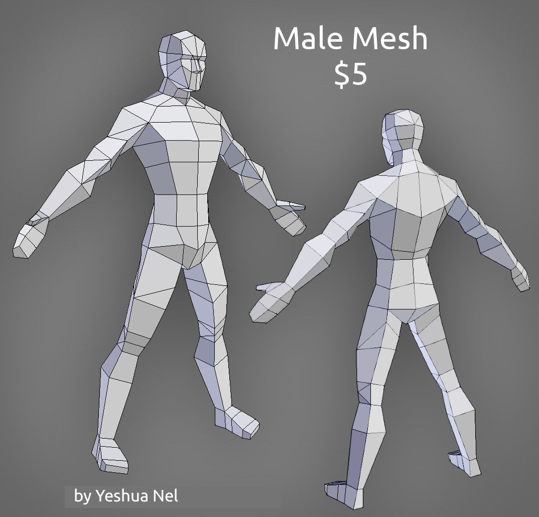 Modello maschio low poly 3d model