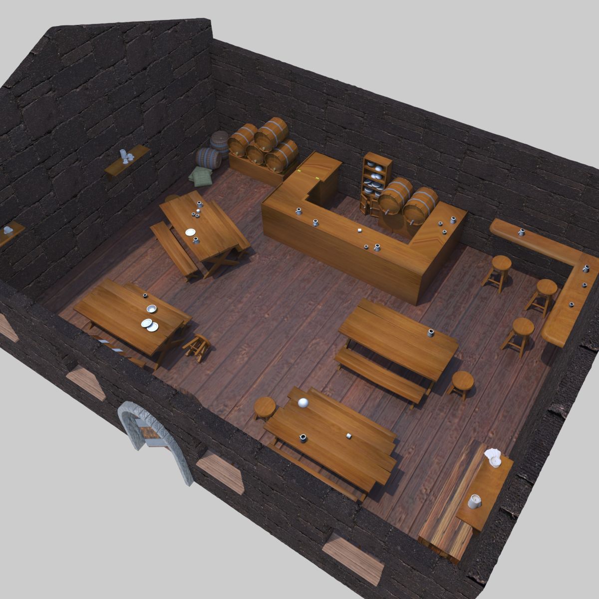 Conjunto Medieval da Taberna 3d model