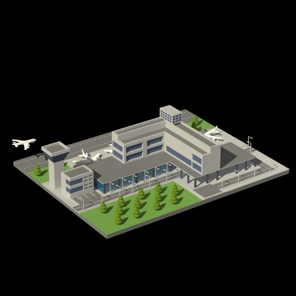 modello low poly per aeroporto 3d model