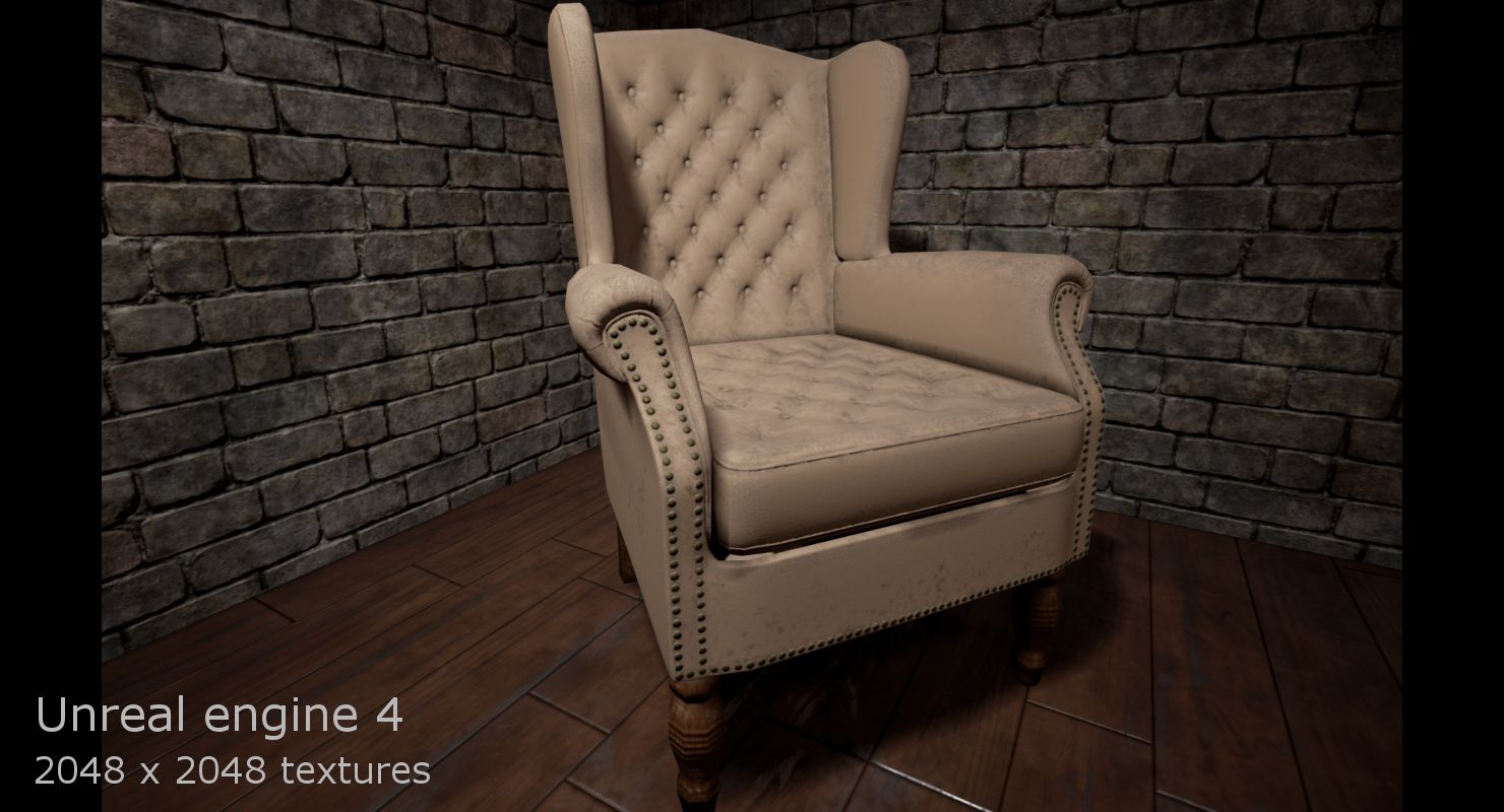 Alter dreckiger Sessel royalty-free 3d model - Preview no. 16