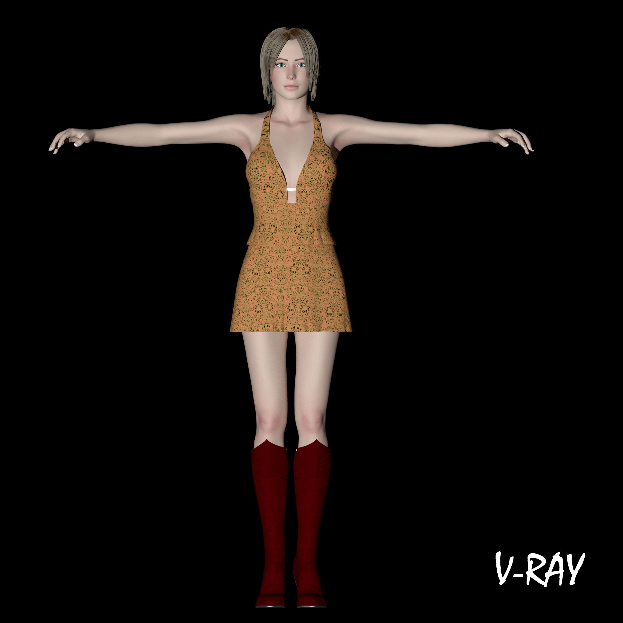 Signora in rosso 3d model