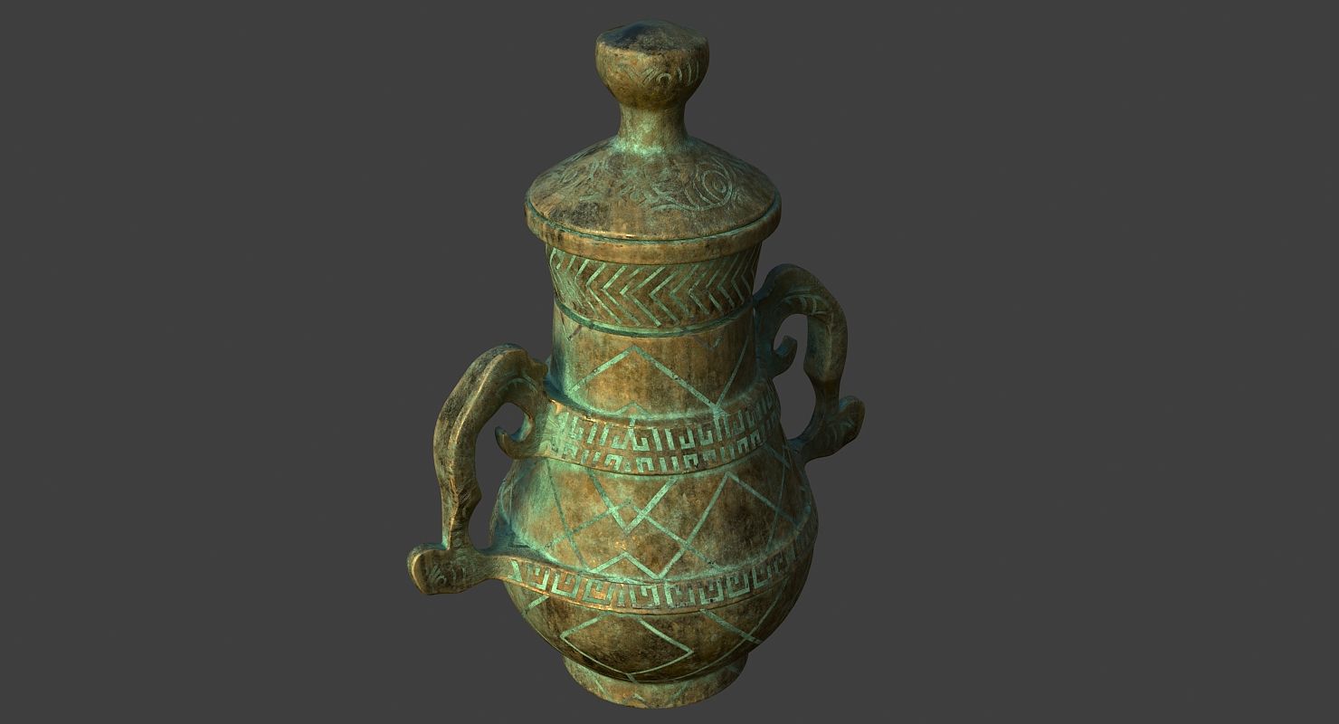 Oude bronzen pot 3d model