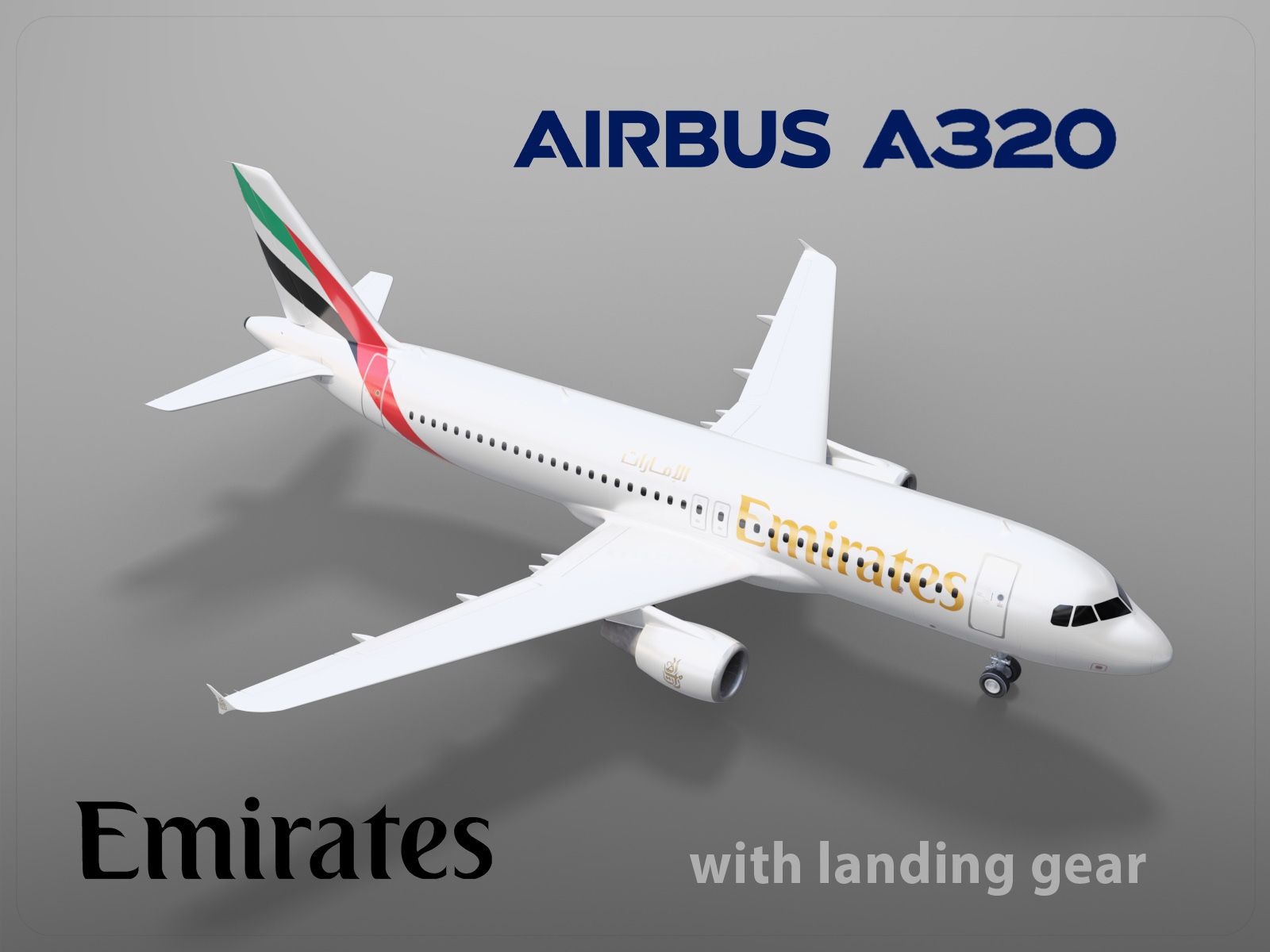 Airbus A320 Emirates con carrello di atterraggio 3d model