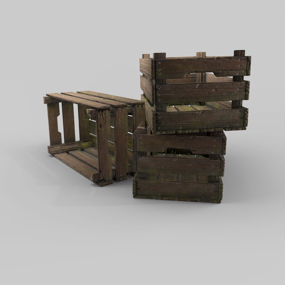 Caisse en bois royalty-free 3d model - Preview no. 5