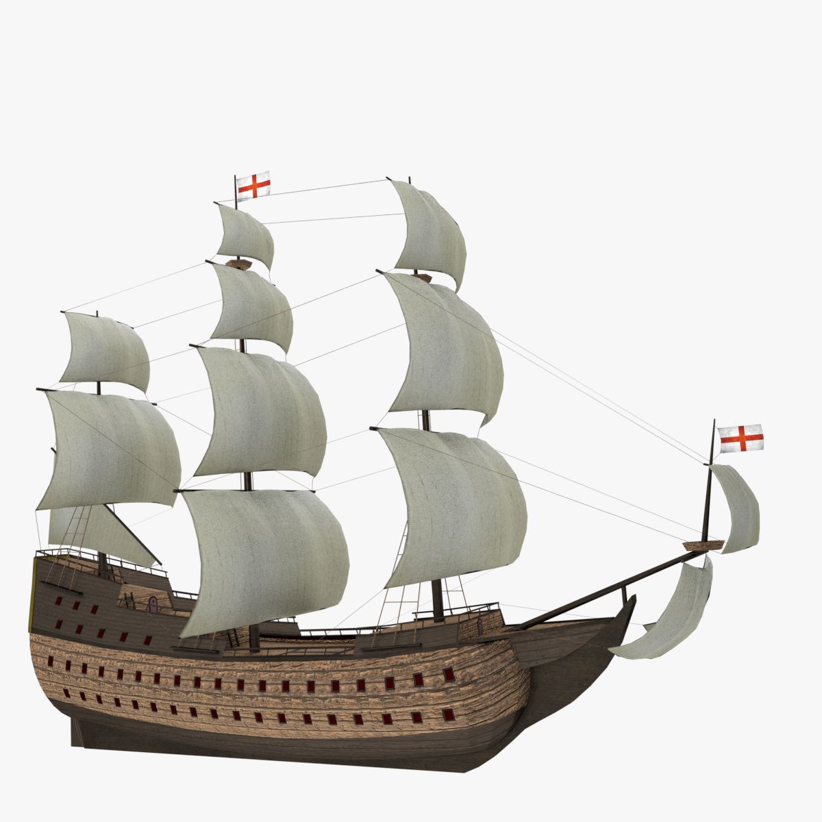 Historisch zeilschip 3d model