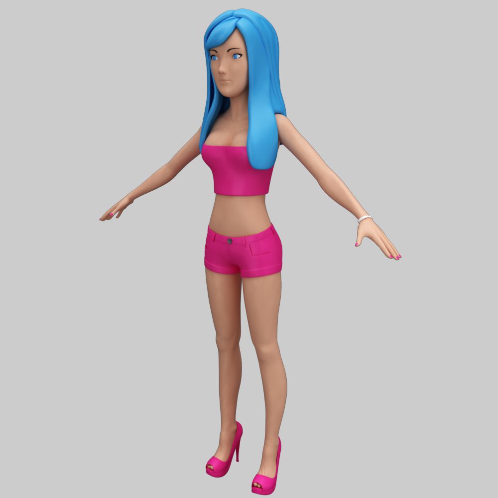 Modello di bella ragazza asiatica 3d model