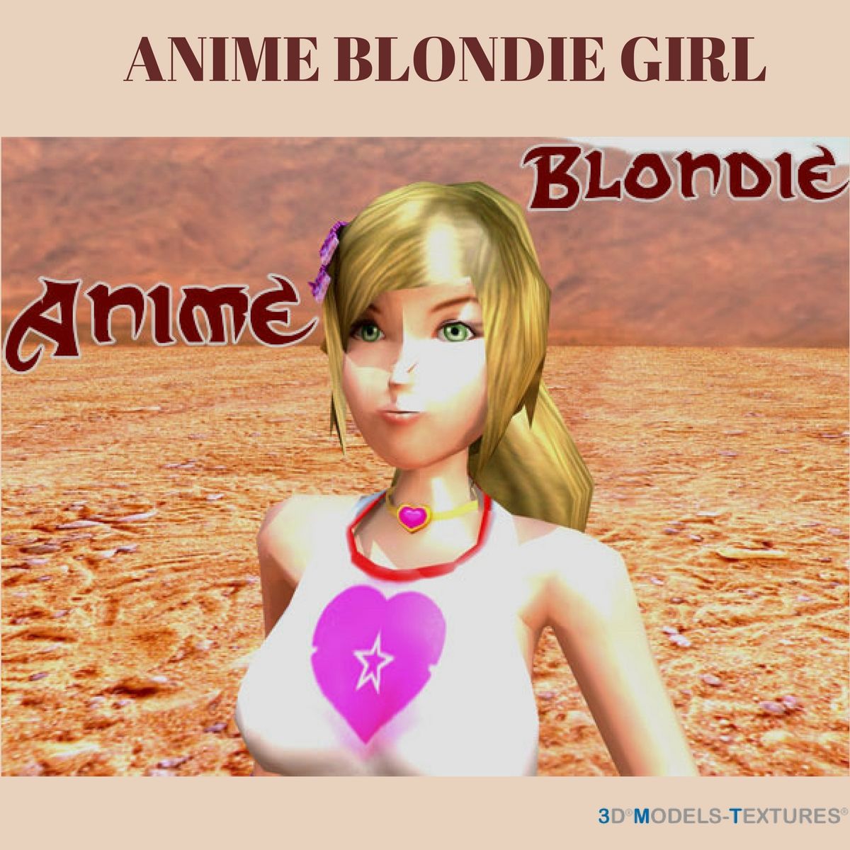 Anime fille blonde 3d model