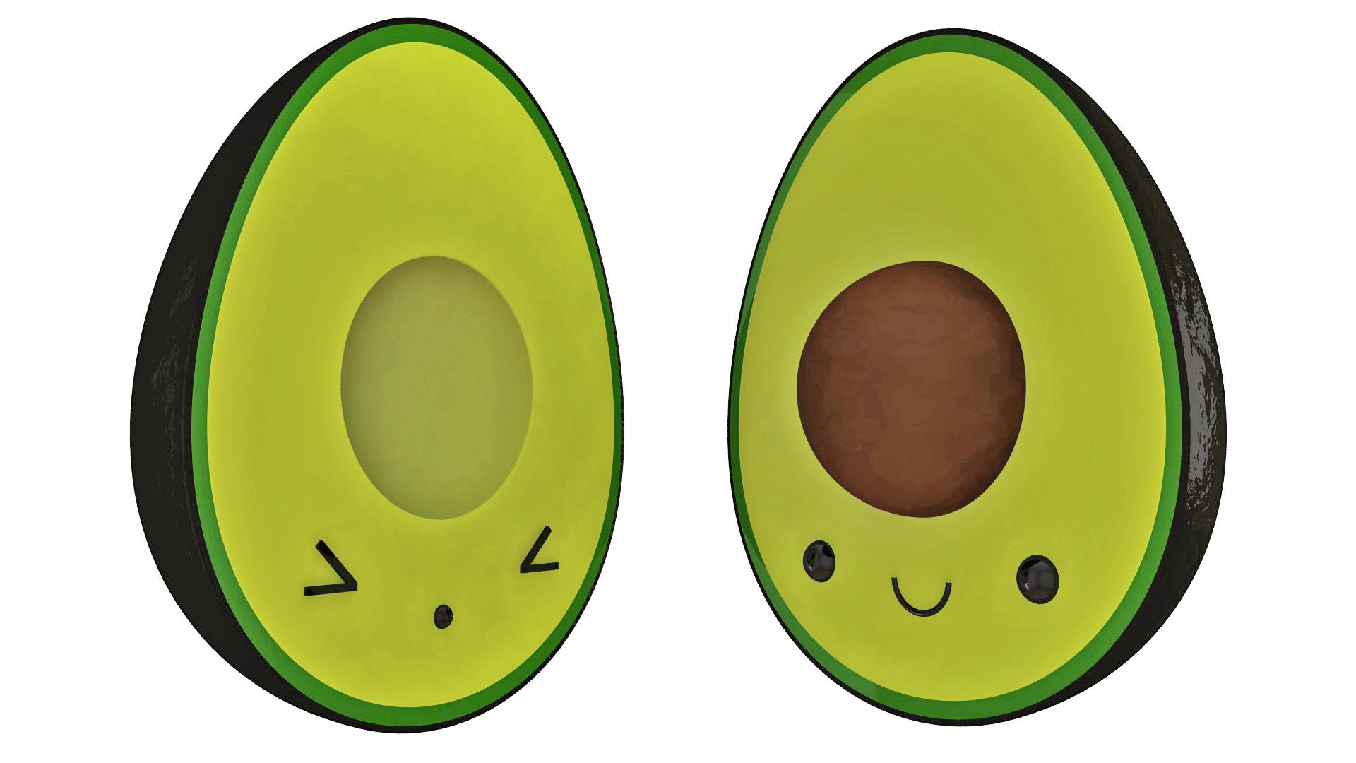 Avocado Toon Half 3d model