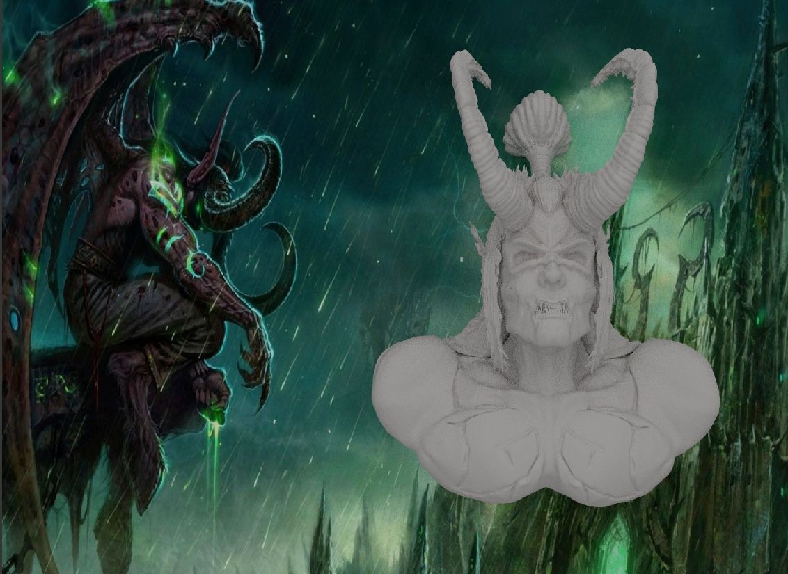 WOW Illidan Stormgrimm Head modelo 3d