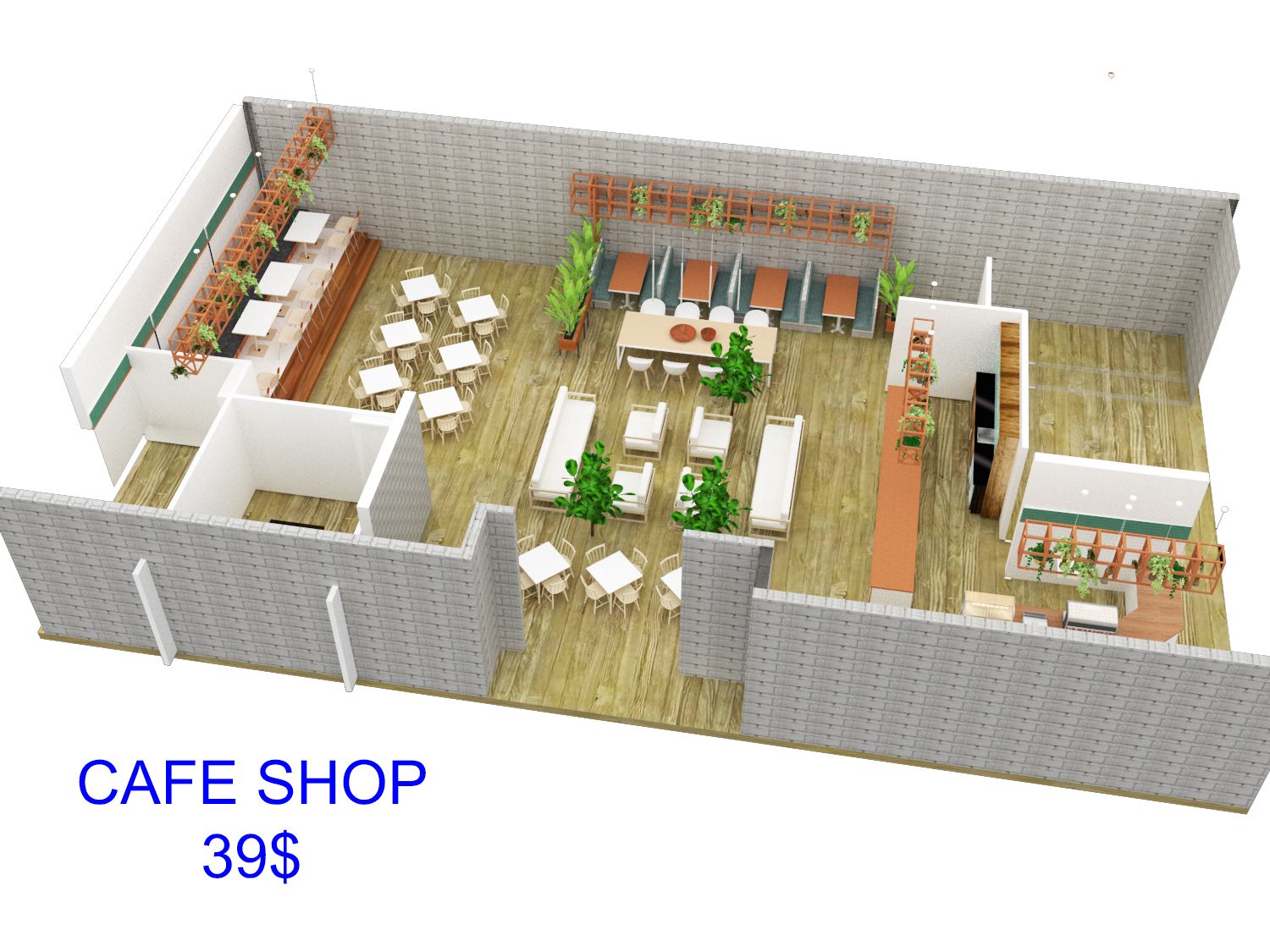 Coffee Shop - Cafe interior 3d model