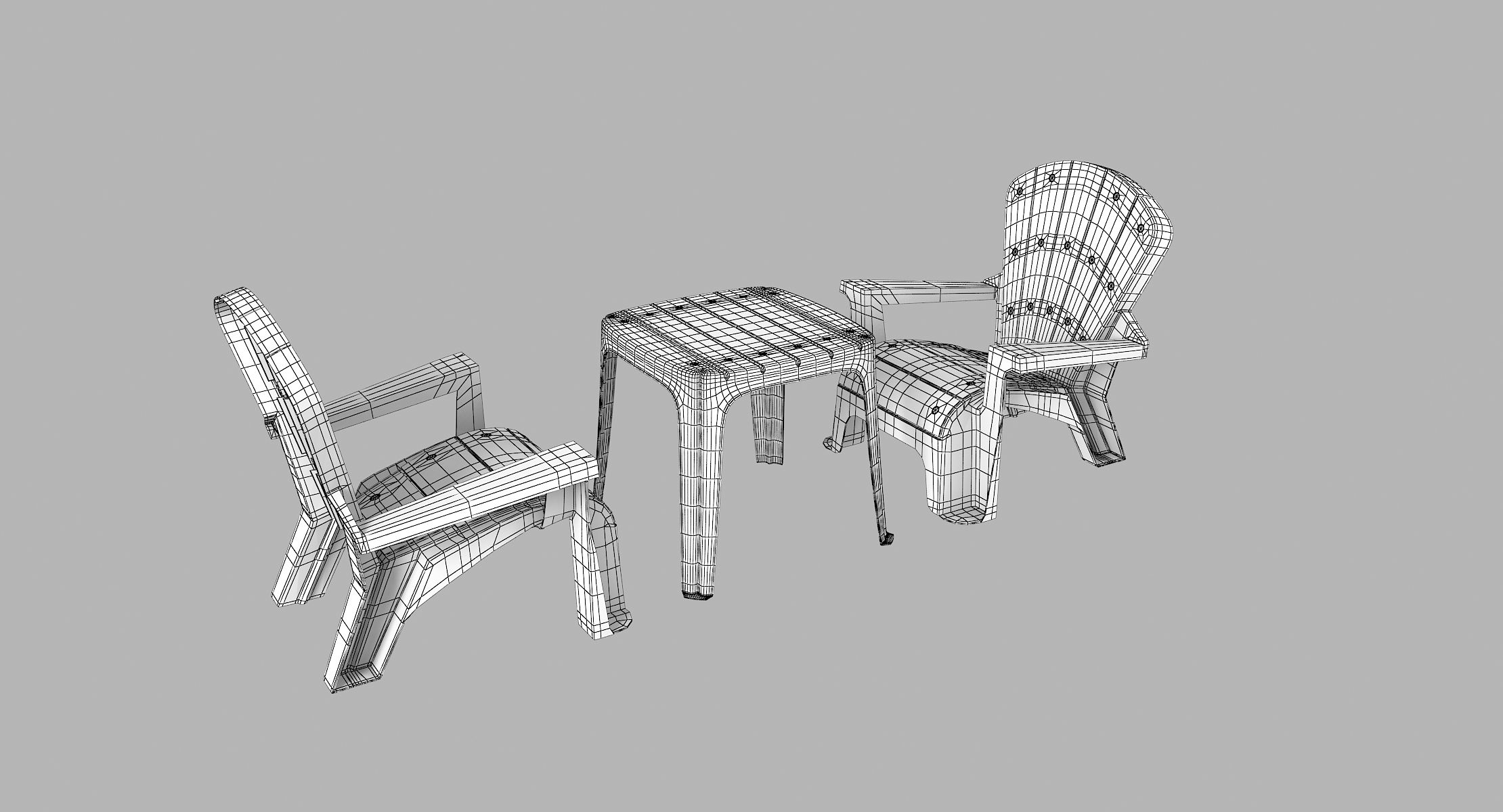 Leksaks trädgårdsstolar och bordsset royalty-free 3d model - Preview no. 10