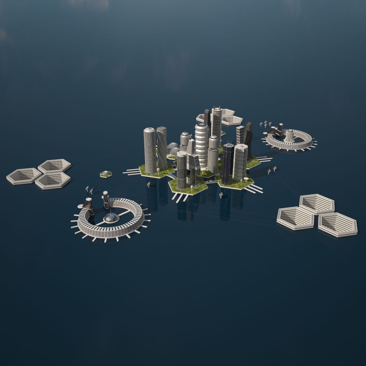 Sci-Fi-Stadt 3d model