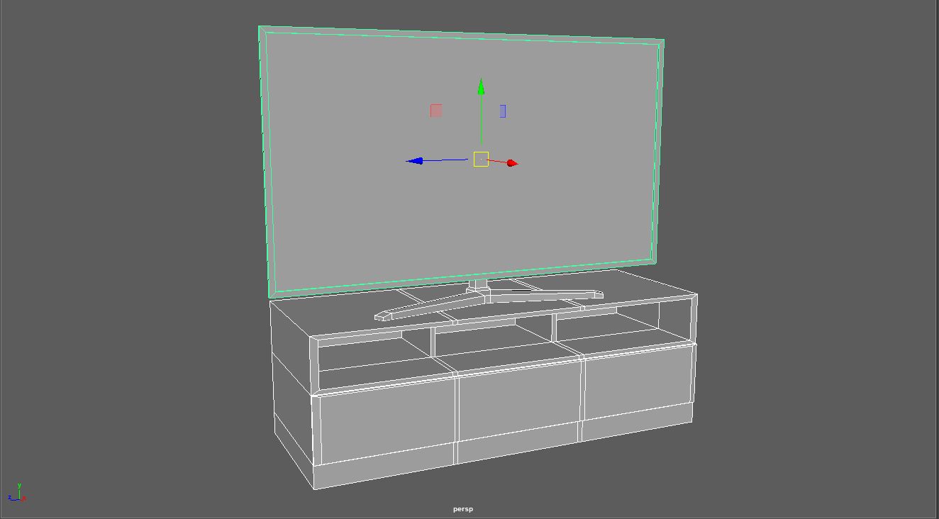 現代のテレビとキャビネット 3d model