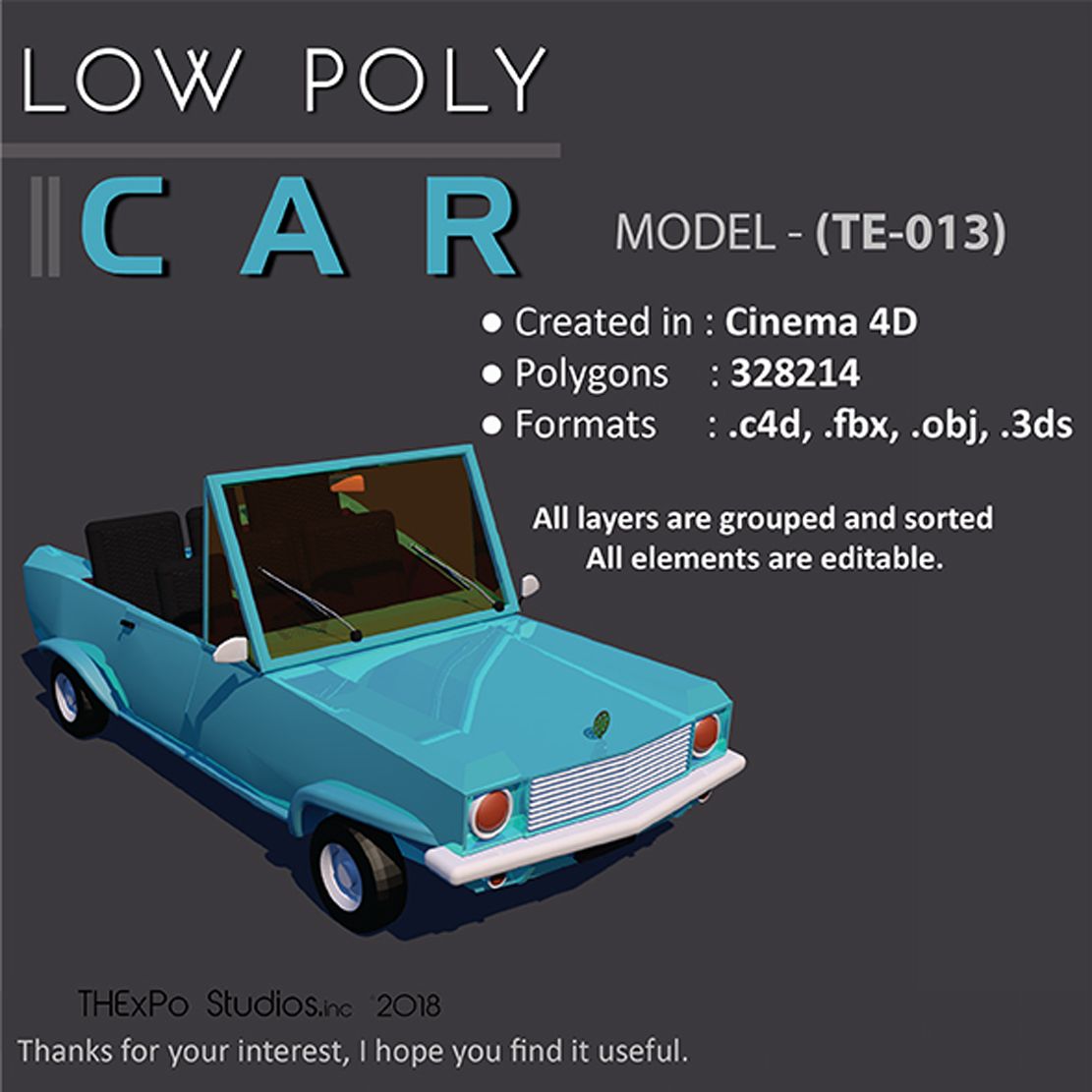 Låg poly bil 3d model