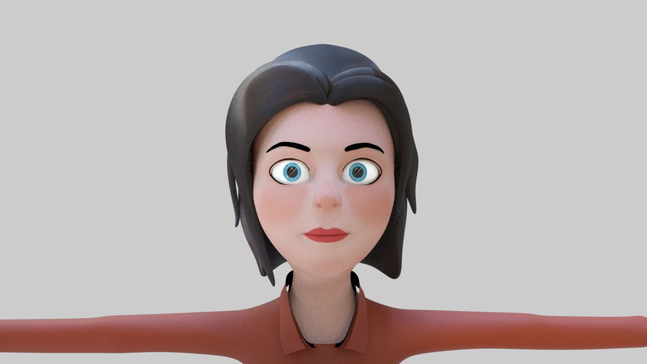 personnage de dessin animé femme fille 3d model