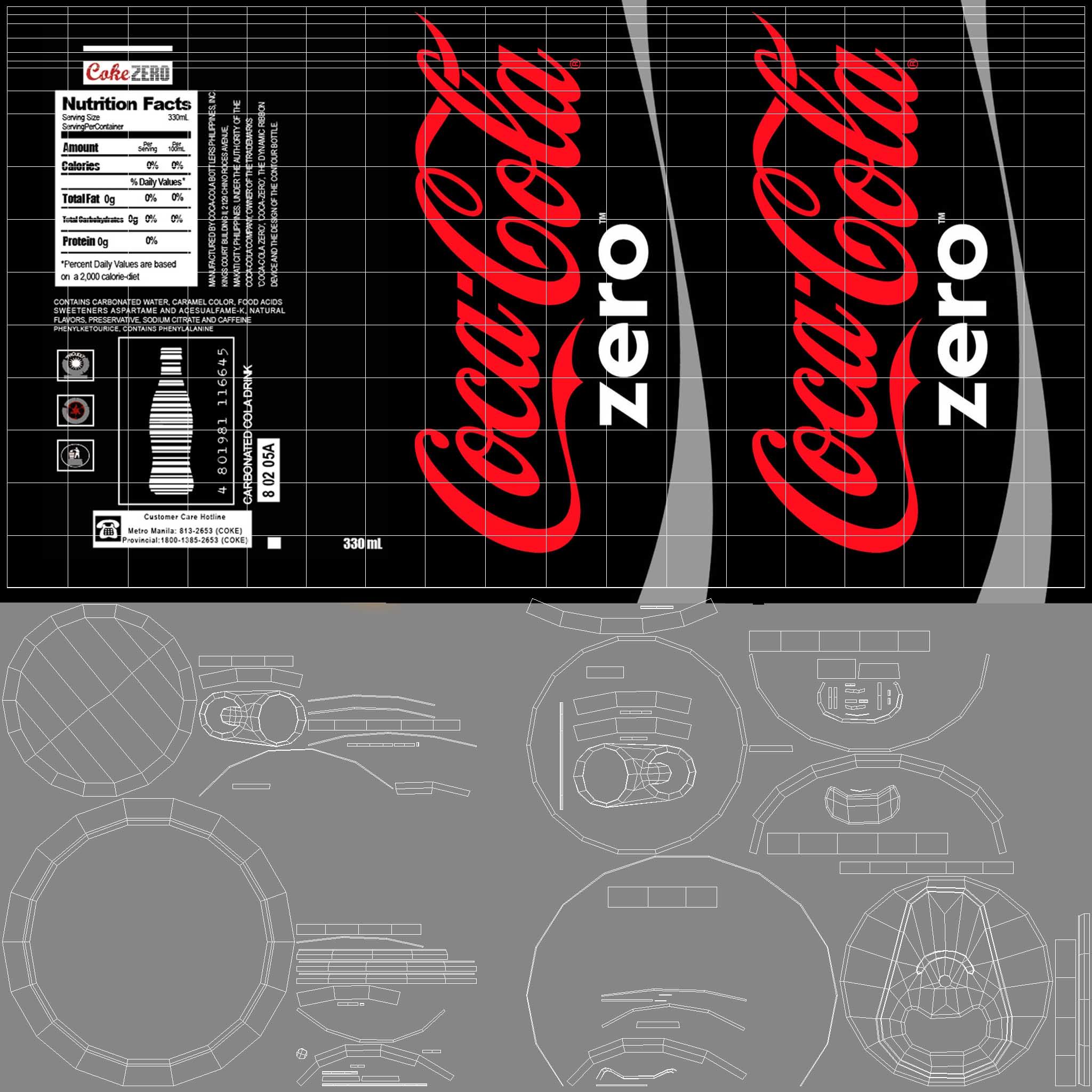 Coca Zero Can royalty-free 3d model - Preview no. 12