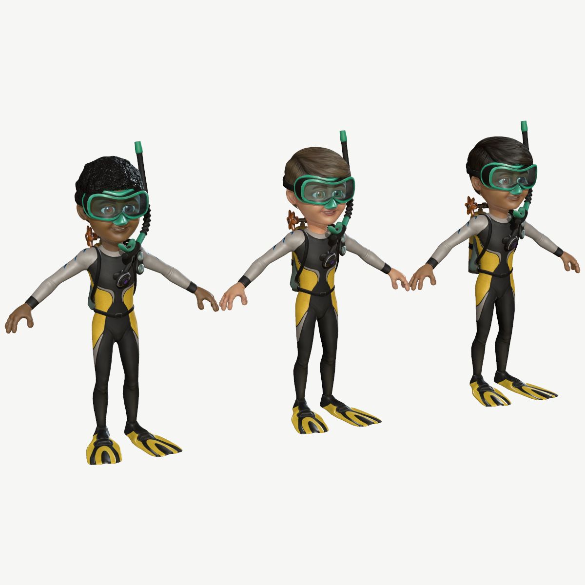 Diver Boy 3d model