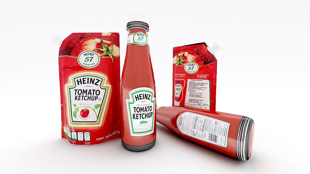 Ketchup Bottle and Doypack Heinz 3d model