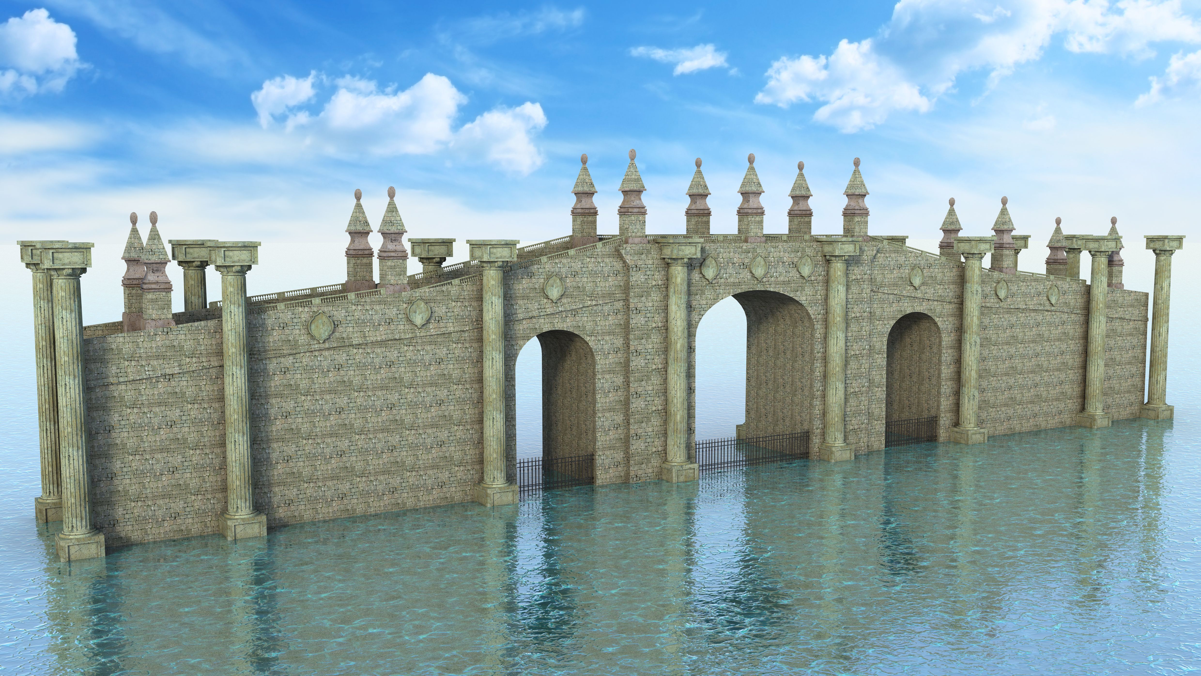 Puente de fantasía sobre el agua modelo 3d