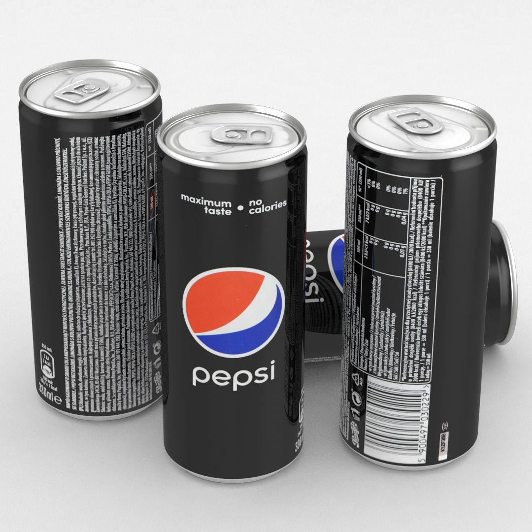 Напиток Can Pepsi Zero, 330 мл, высотой 3d model