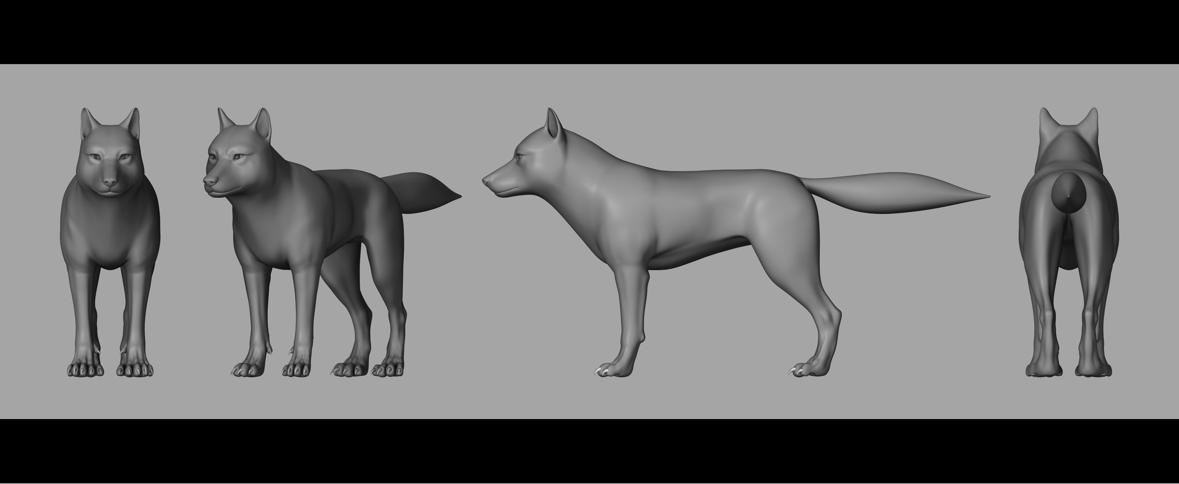 wolf rigged model with expressions 3d model