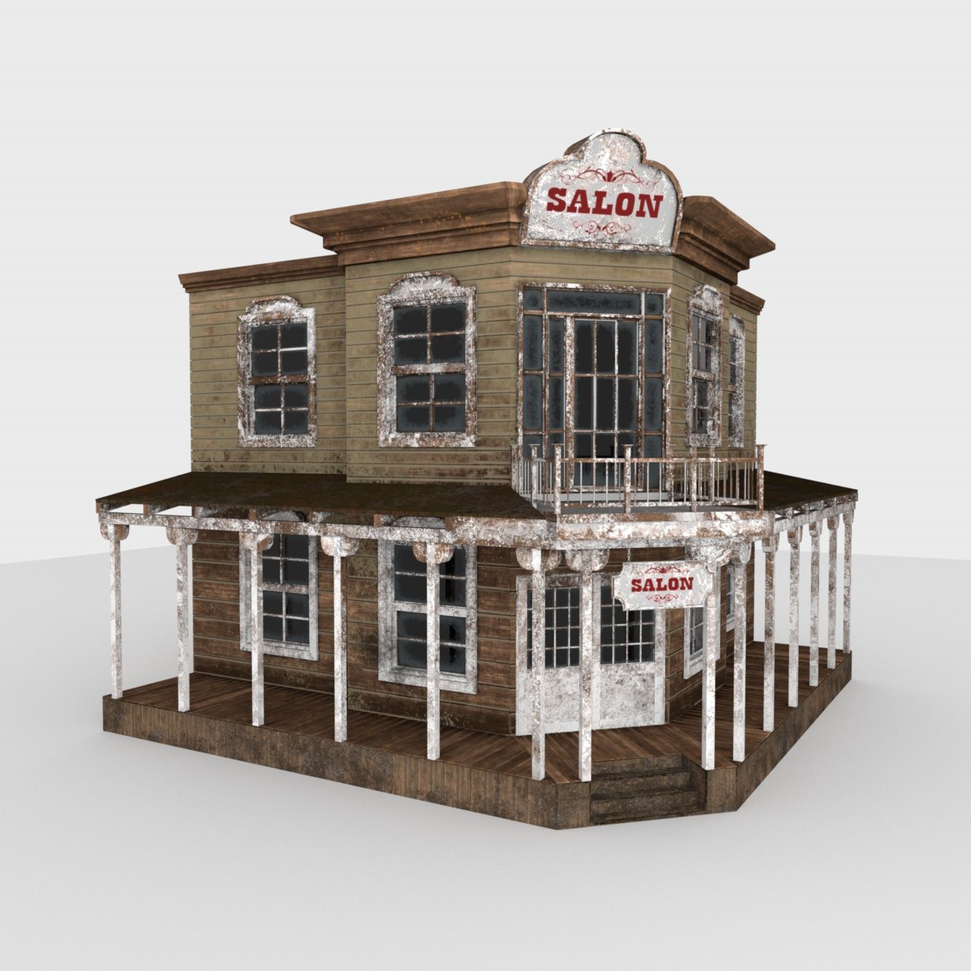 Lowpoly Wild West Building 02 3d model