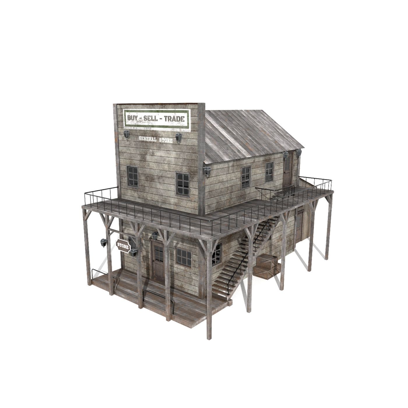 Lowpoly Wild West Building 06 3d model