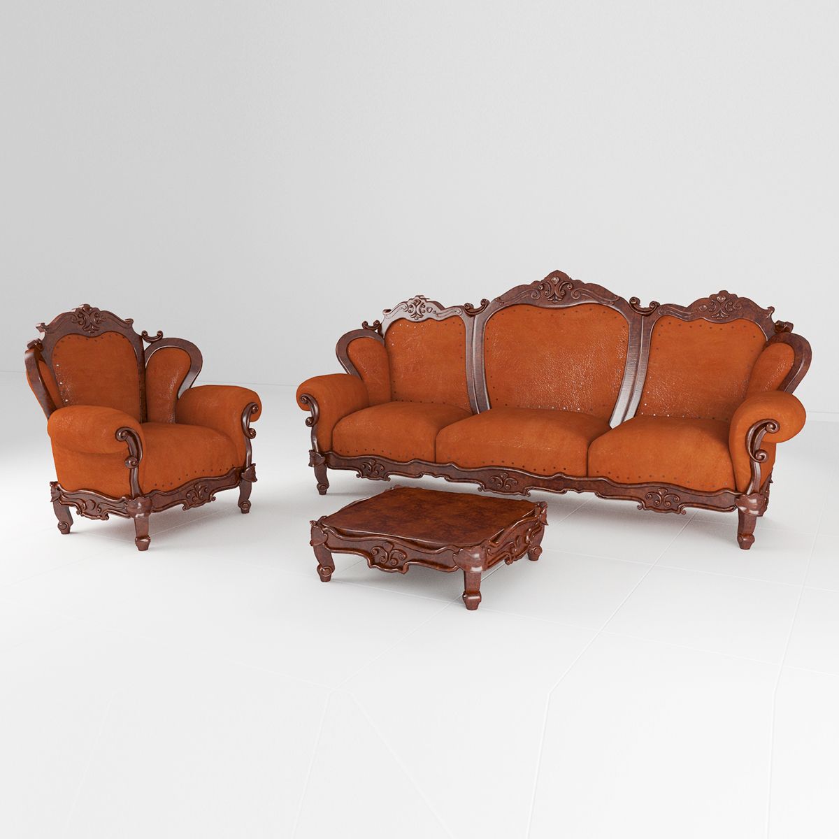 furniture set sofa, armchair 3d model