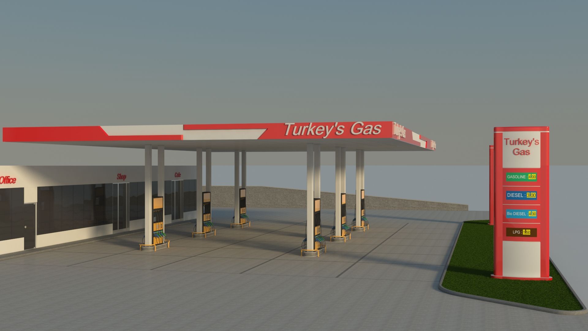 fuel gas oil station 3d model