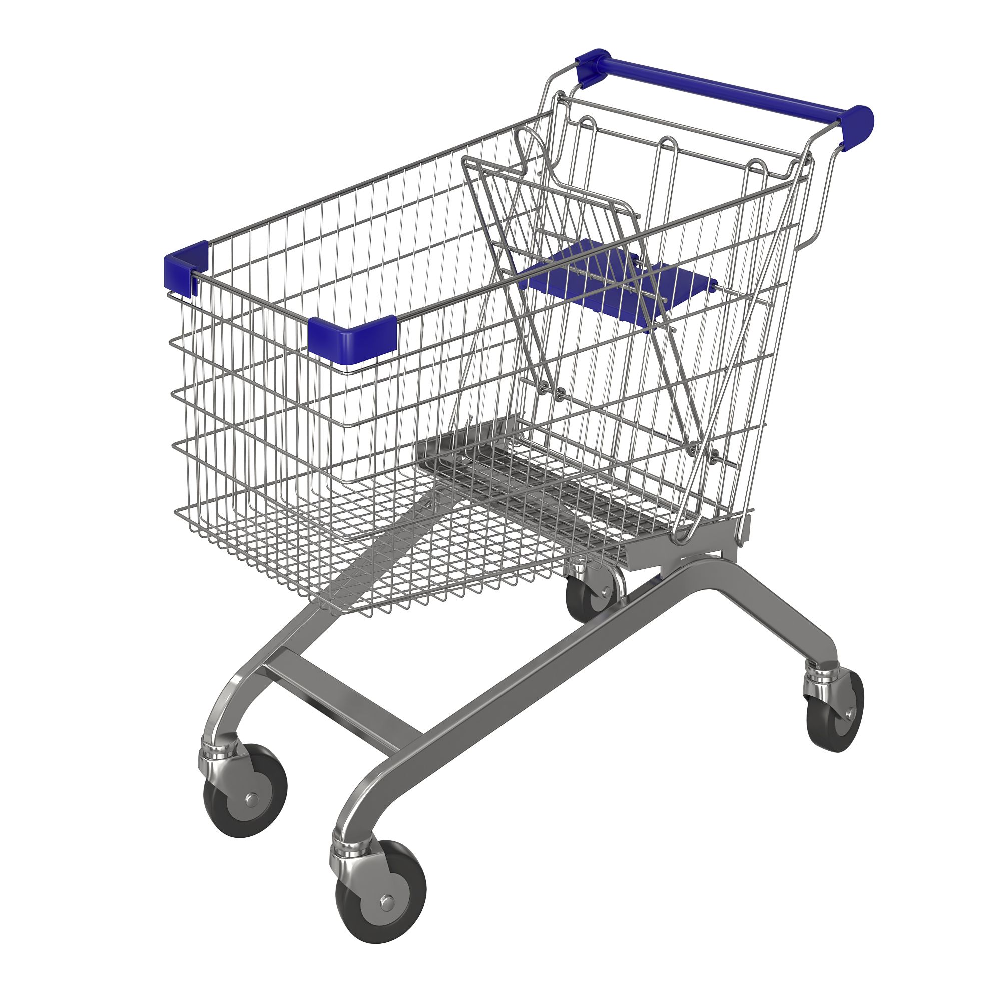 Blue shopping cart 3d model