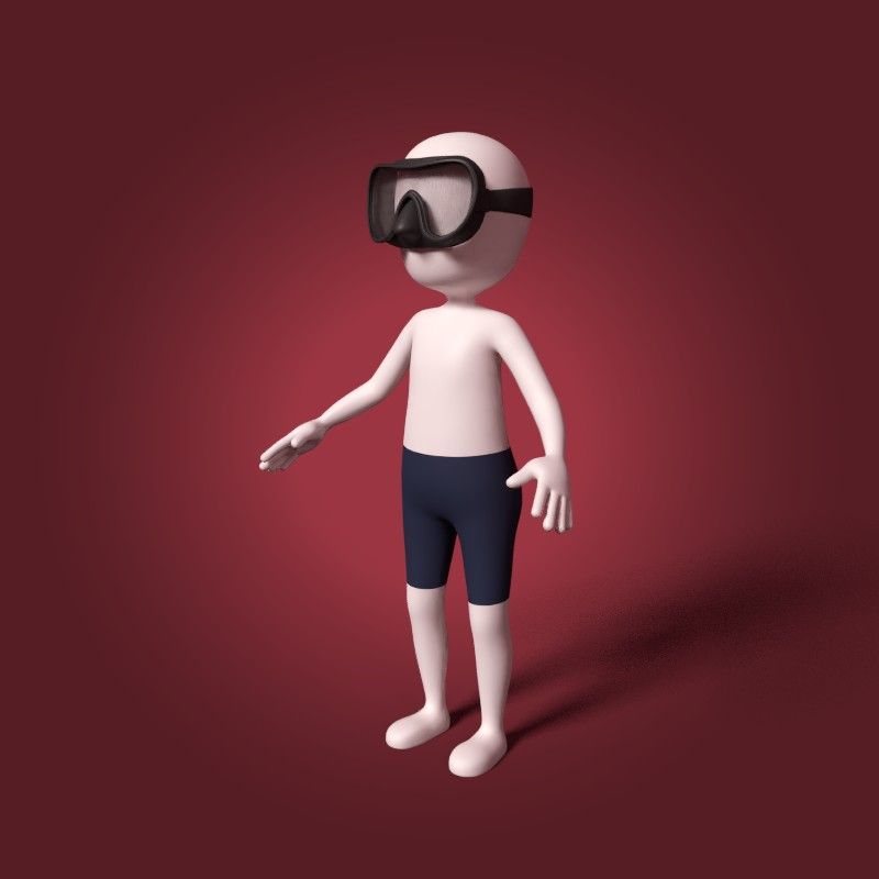 Cartoon Diver 3d model