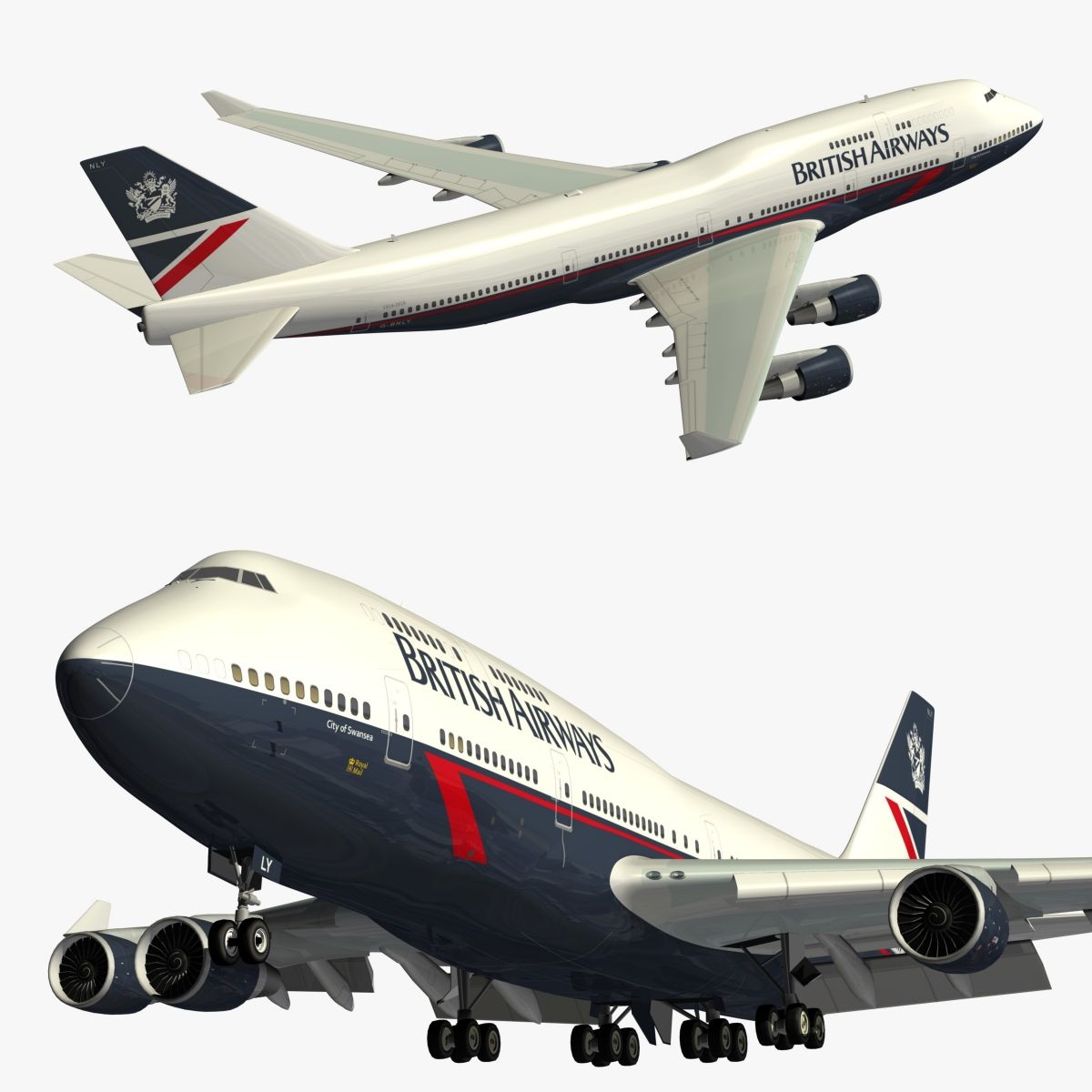 747 Livrea retrò britannica 3d model