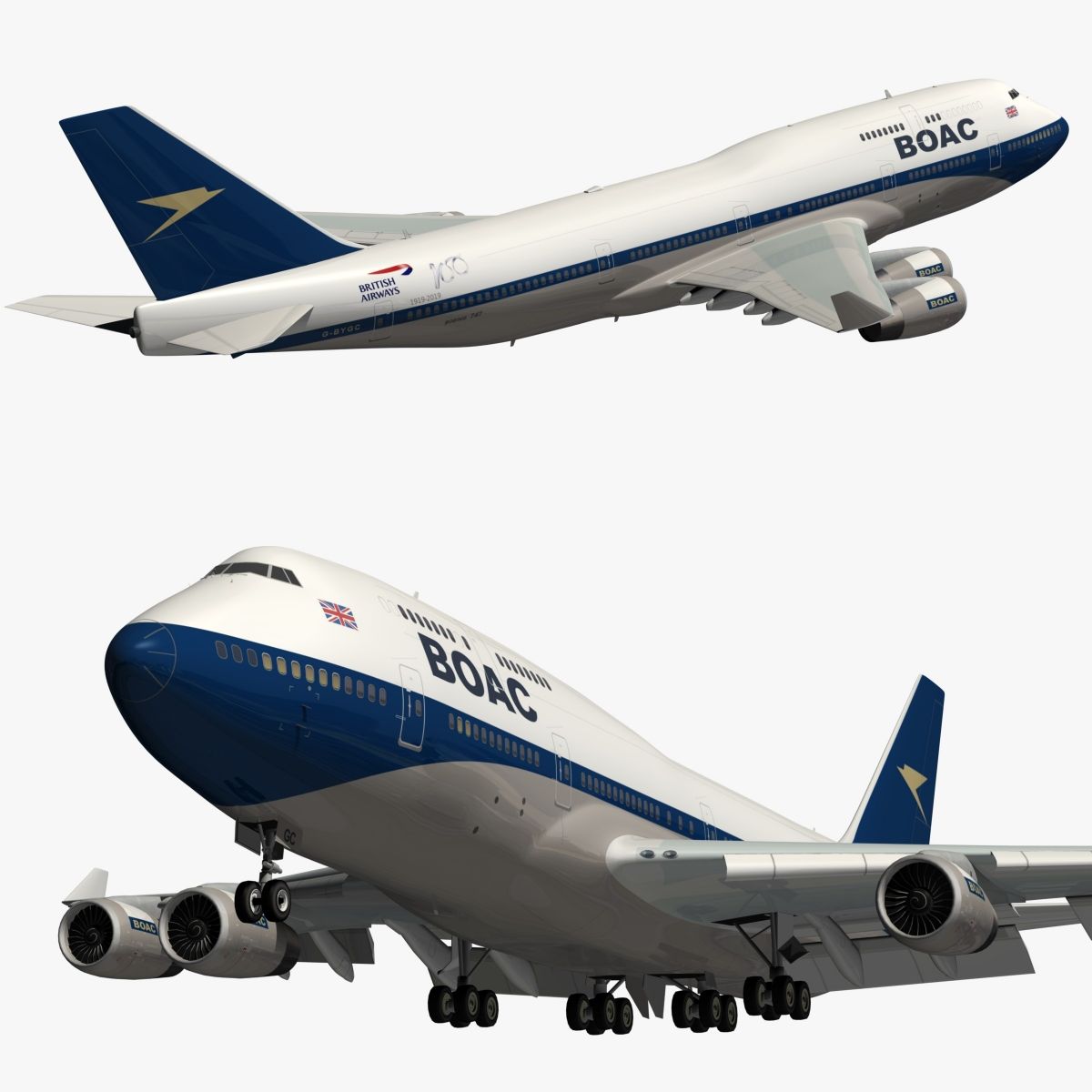 747 Livrea retrò inglese BOAC 3d model