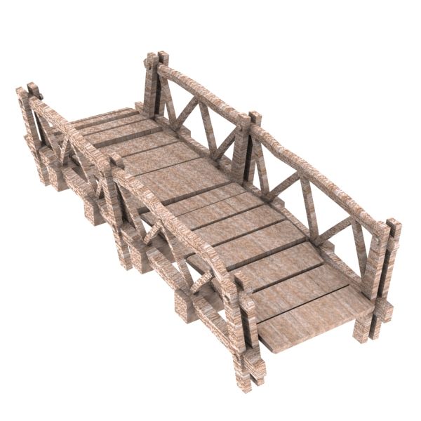 puente de madera de dibujos animados modelo 3d