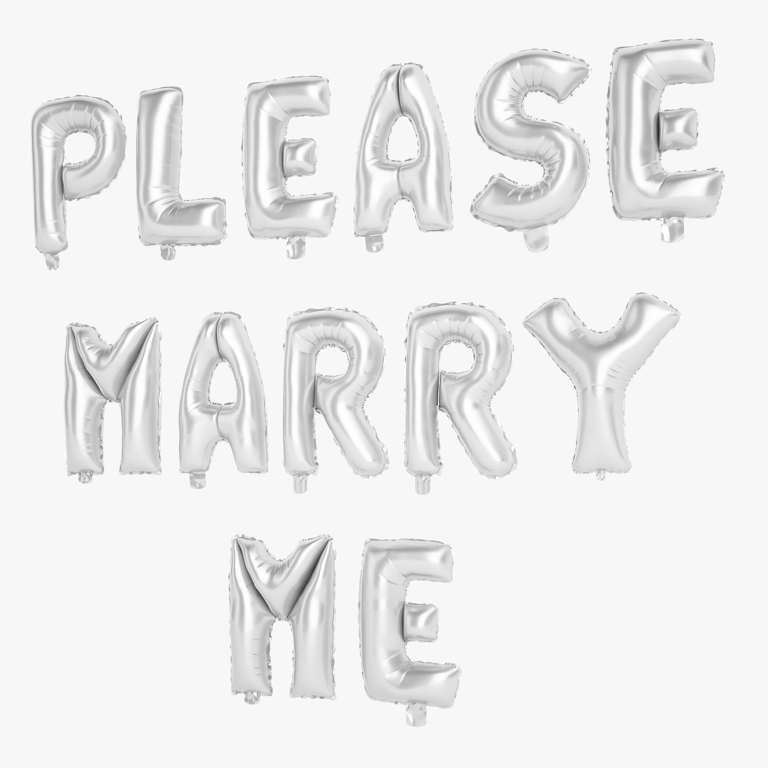 Foil Balloon Silver Words Please Marry Me 3d model