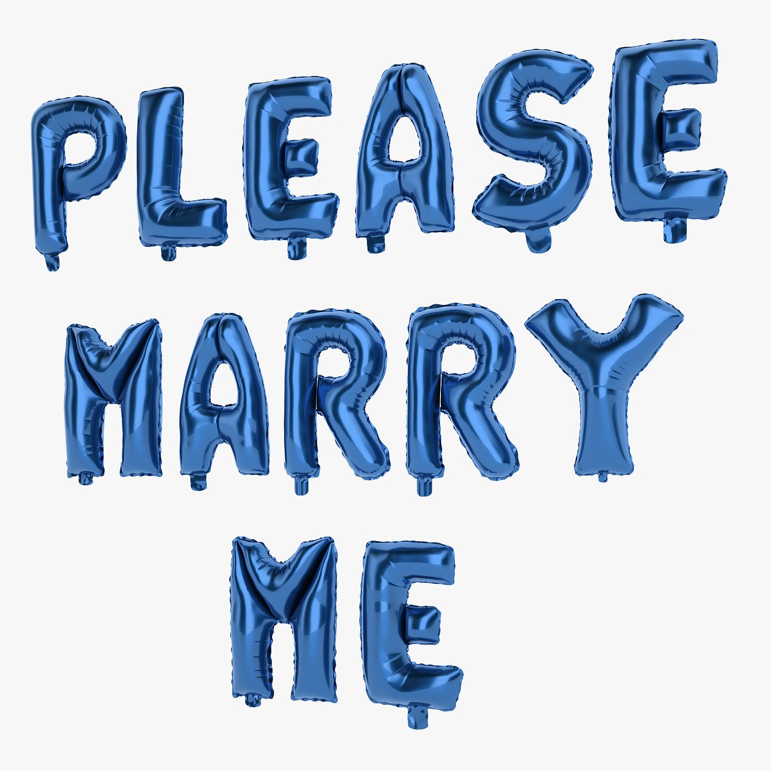 Foil Balloon Blue Words Please Marry Me 3d model