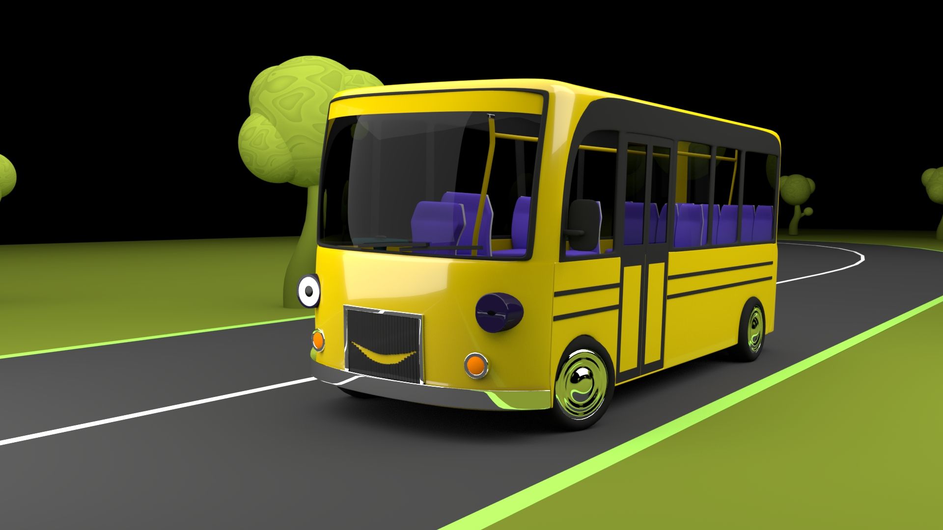 Tecknad buss 3d model