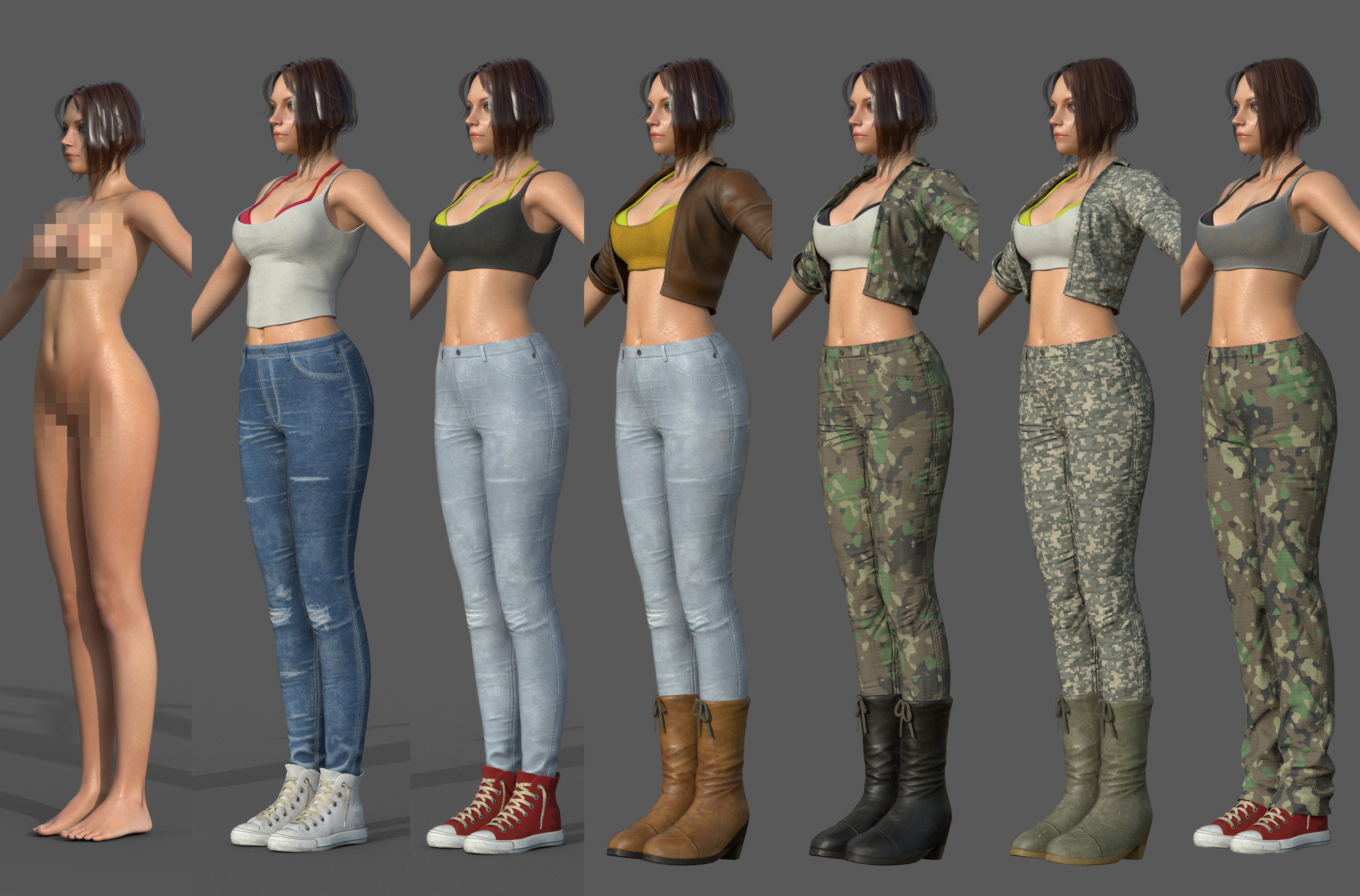 Character - Female Character Customize Bundle Pack 3d model