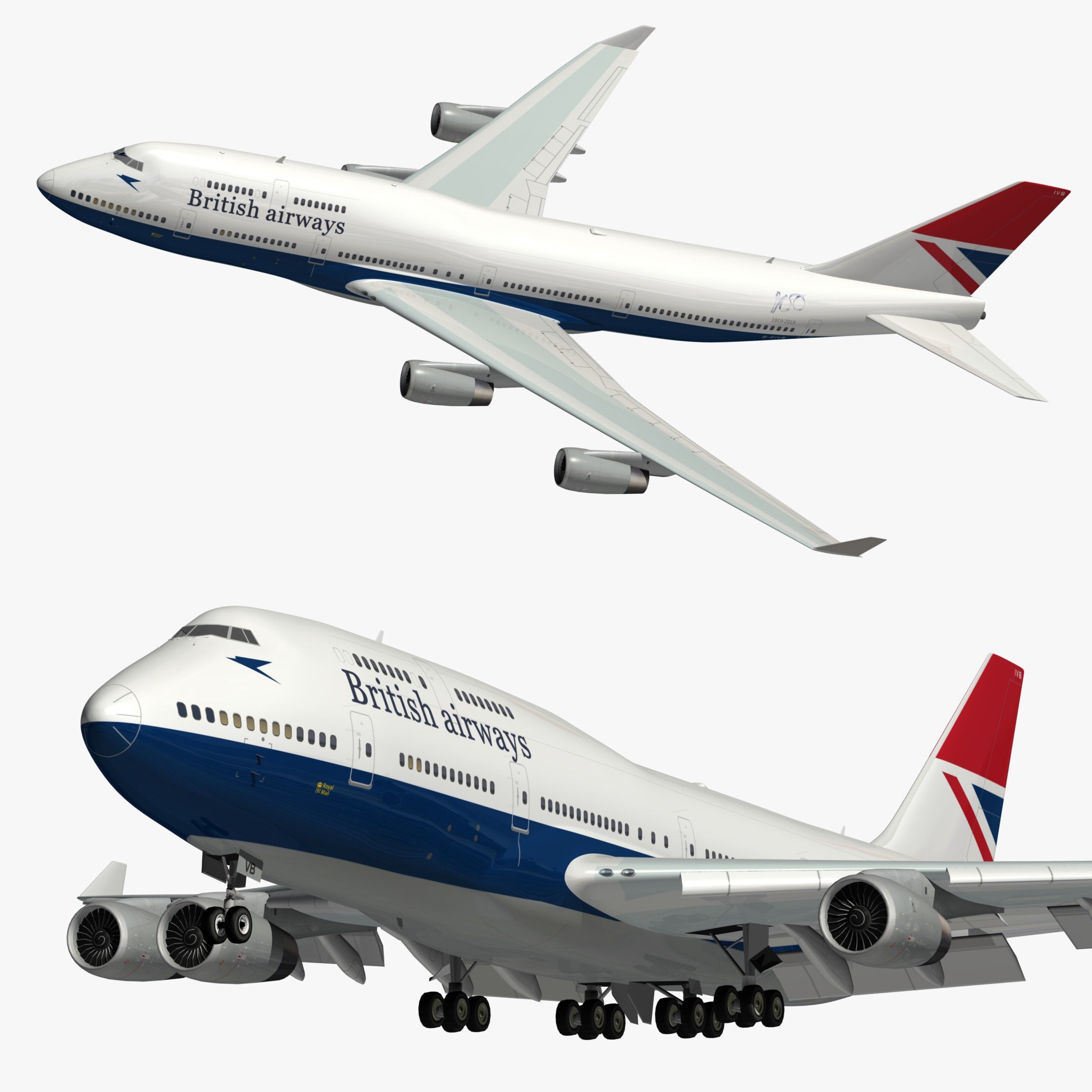 747 Livrea retrò britannica NEGUS 3d model