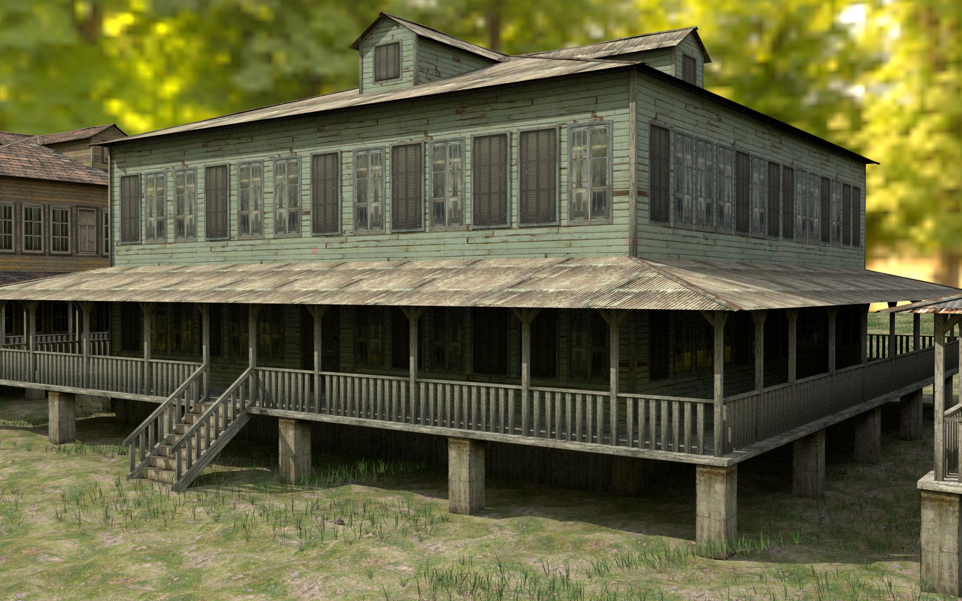 New Orleans Wood Houses Pack 3d model