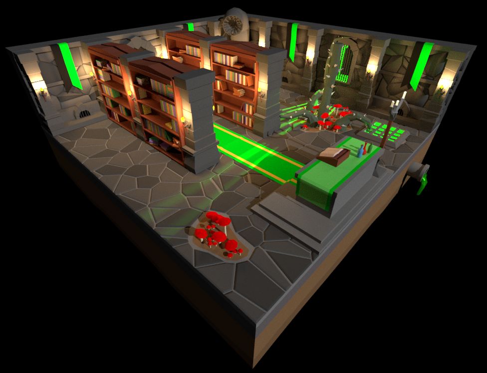 Low Poly Dungeon - Versione verde 3d model